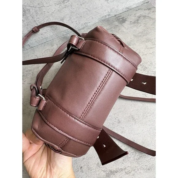 AllSaints Brown Mini Backpack 2-Way Shoulder Bag Soft Lambskin Leather - Picture 5 of 8